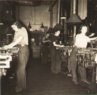 1942 photo of Casting room at Rumford Press